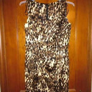 Alyx Black and Brown Sheath Midi Dress Scoop Neck Sleeveless